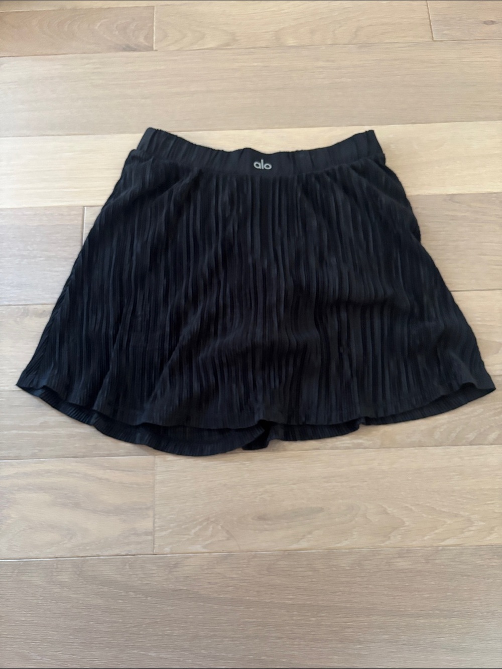 ALO Micro Plisse Tennis Skirt Black XS NWOT